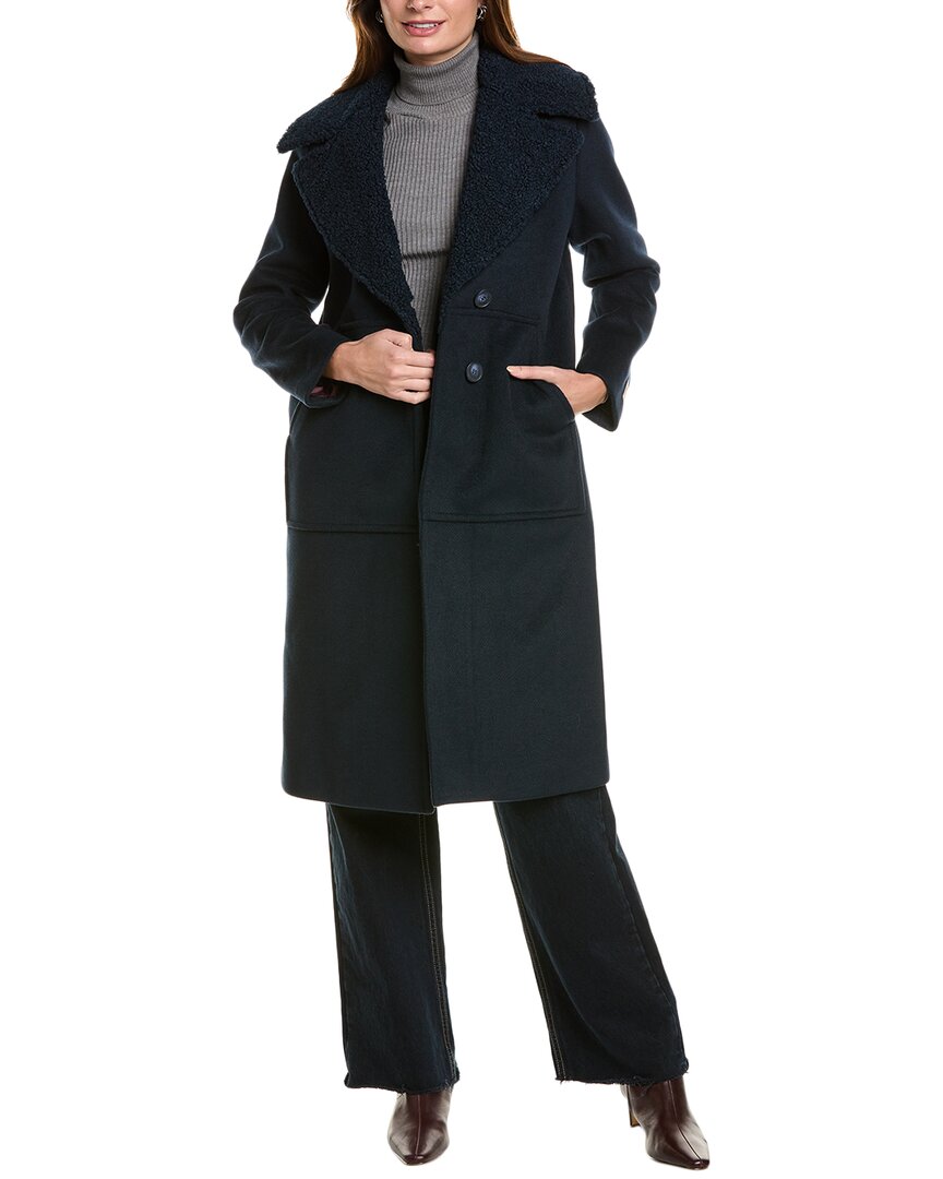 Scotch & Soda Alida Single-breasted Maxi Coat In Blue
