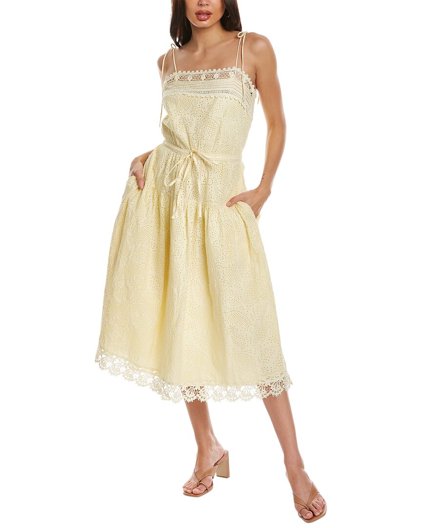 Pre-owned Ulla Johnson Eyelet Maxi Dress Women's In Yellow
