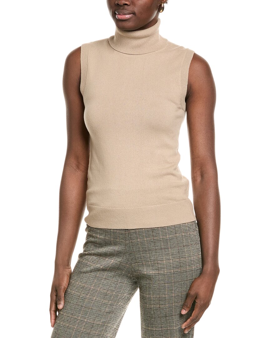 Michael Kors Sleeveless Cashmere Turtleneck In Brown