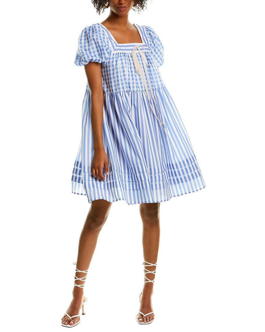 Beulah Short Sleeve Tent Dress In Blue