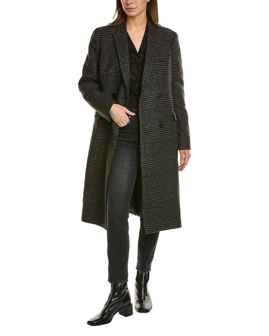 The Kooples Wool-blend Coat In Black