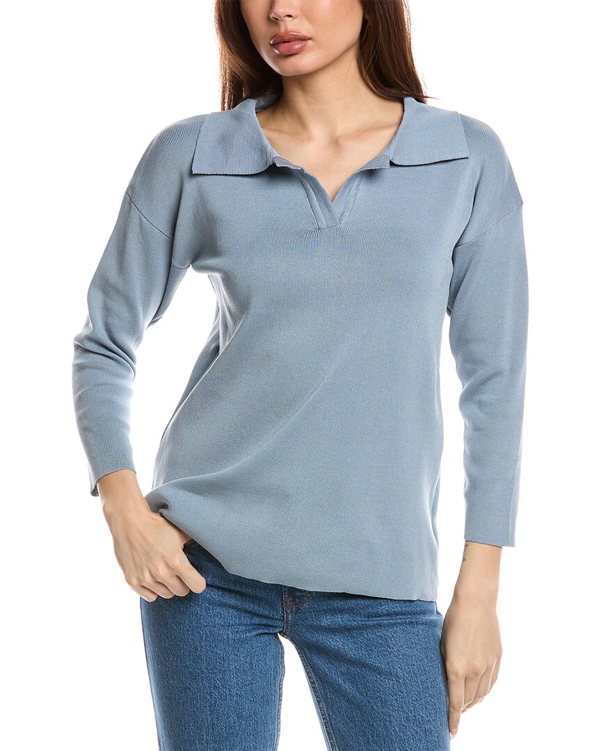 Madison Miles Polo Sweater In Blue