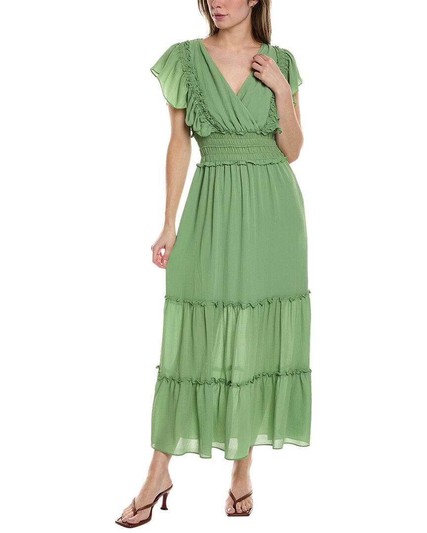 Shop Max Studio Crepe Flutter Sleeve Smocked Maxi Dress