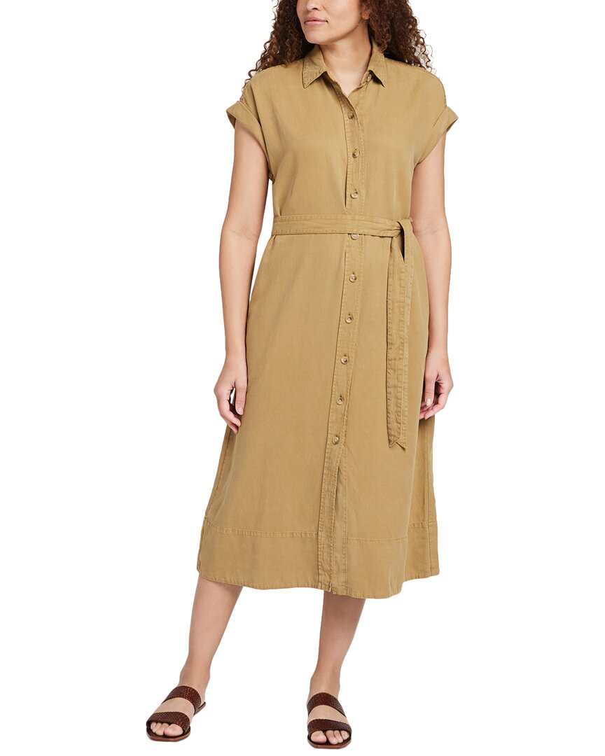 Faherty Arlie Linen-blend Shirtdress In Gold