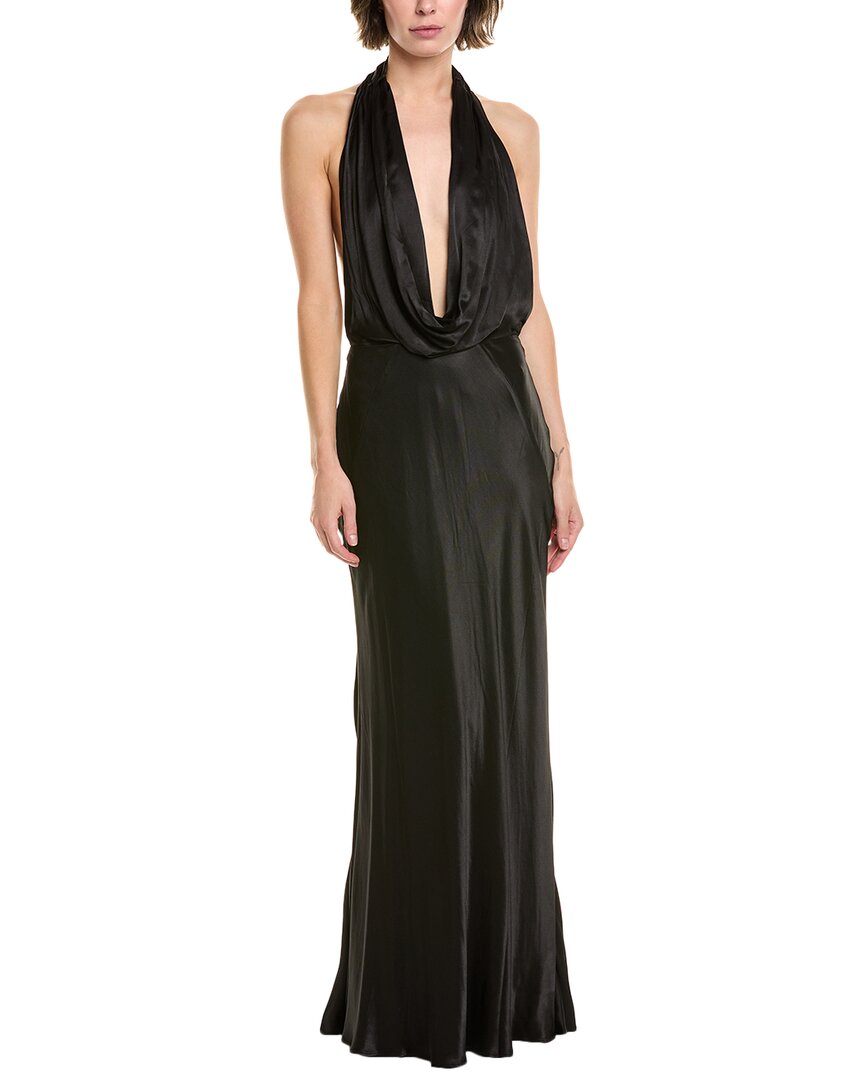 Bardot Cowl-neck Backless Maxi Dress In Black