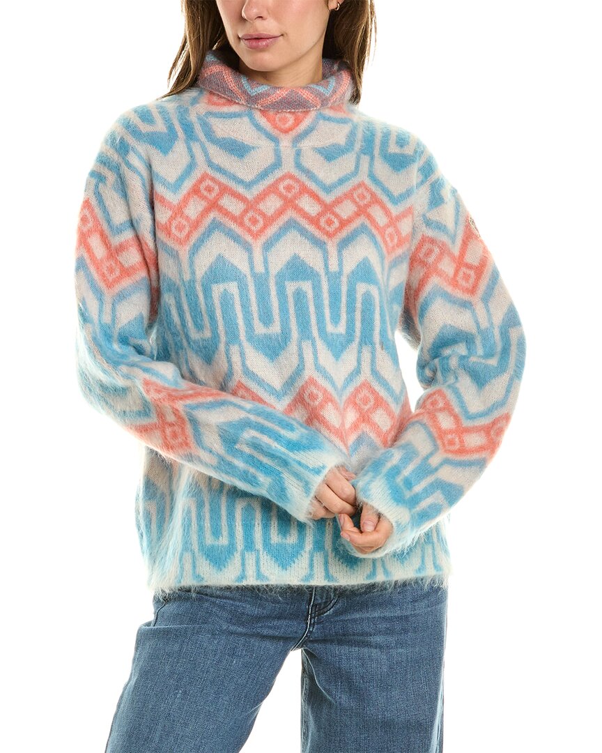 Shop Moncler Mohair & Wool-blend Sweater In Blue