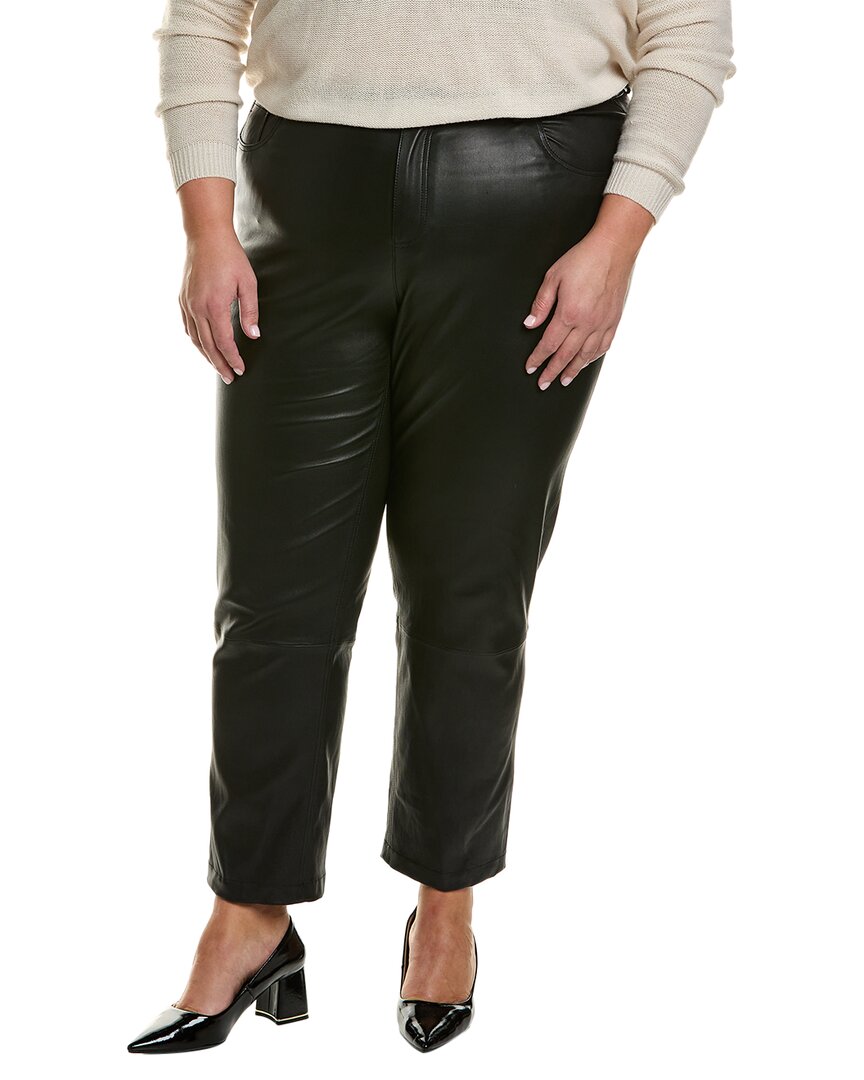 Pre-owned New York Lafayette 148 York Plus Reeve Leather Pant Women's In Black