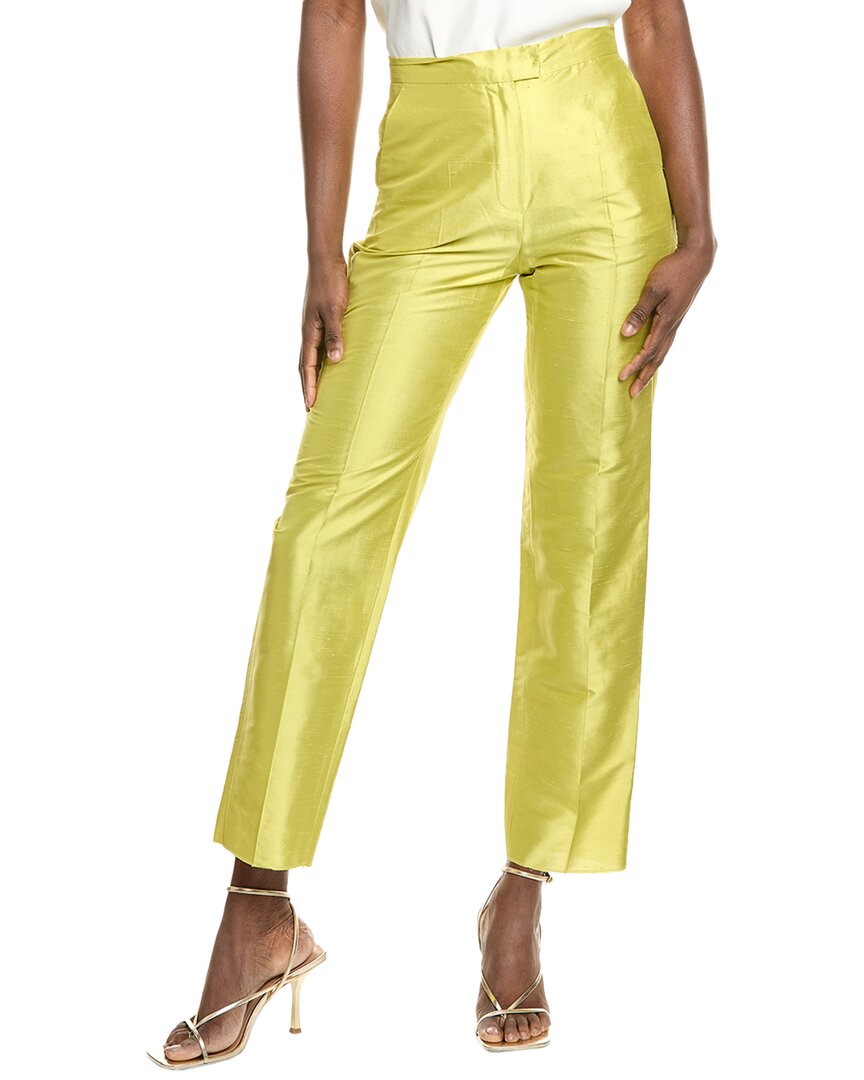 Max Mara Studio Valanga Silk Trouser In Green