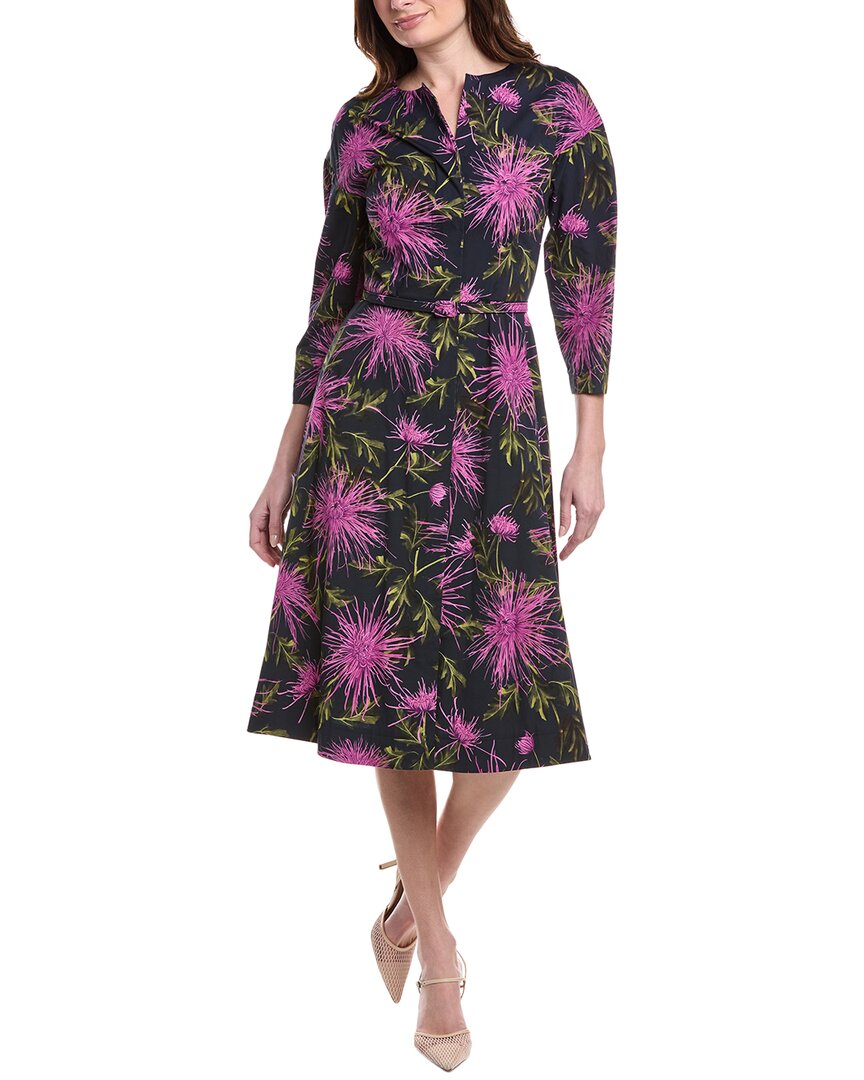 Oscar De La Renta Zip Front Chrysanthemum Midi Dress In Purple