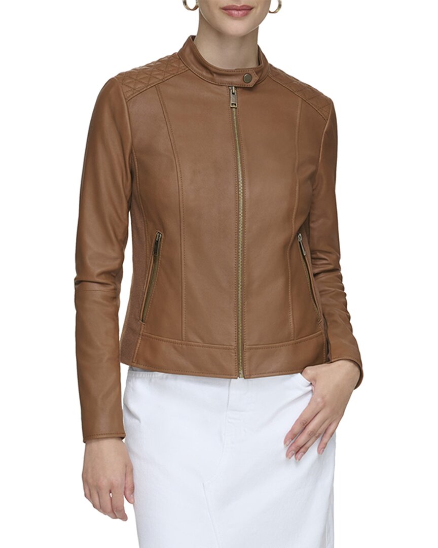 Shop Andrew Marc Marc New York Glenbrook Feather Leather Coat