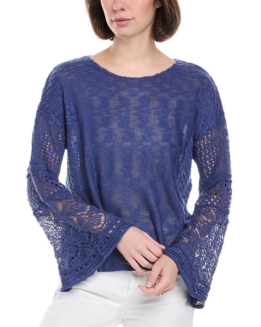 Rain + Rose Lace Sweater In Blue