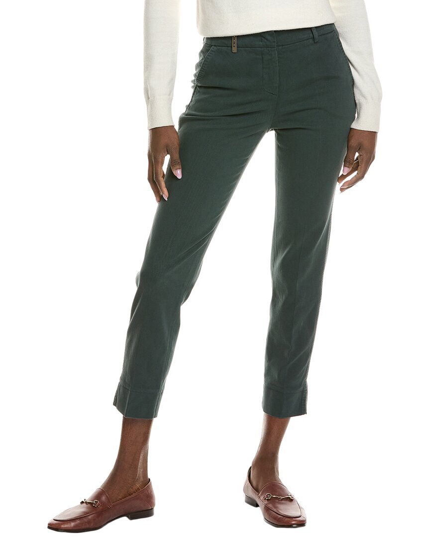 Peserico Flax Blend Chinos Pants With Cuffs