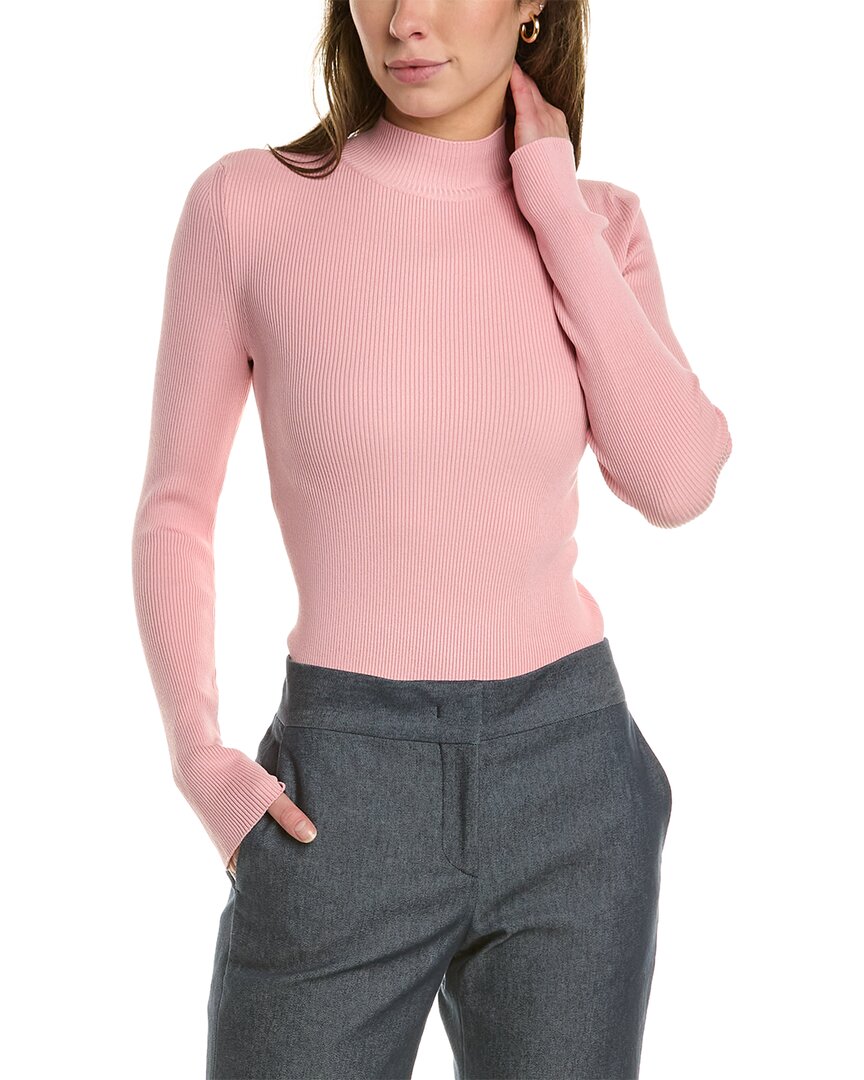 Shop Oscar De La Renta Mock Neck Silk-blend Sweater In Pink