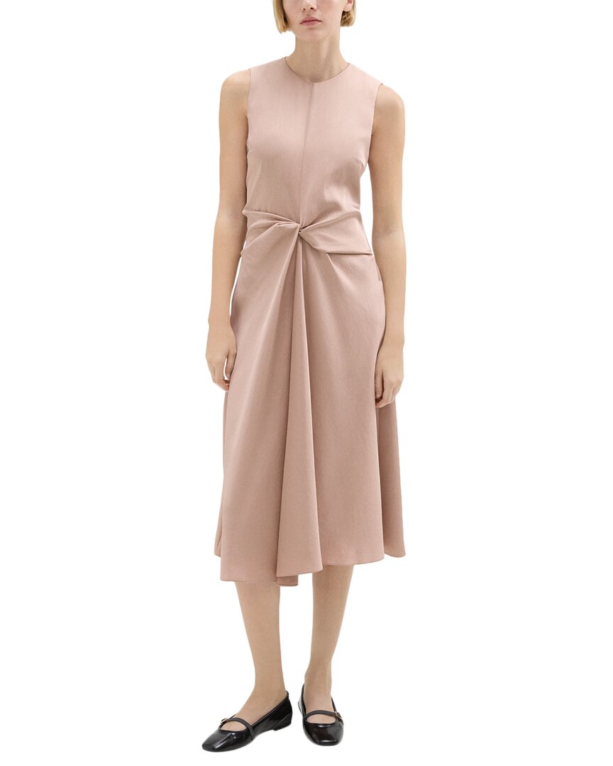 Theory Twisted Midi Dress In Pink