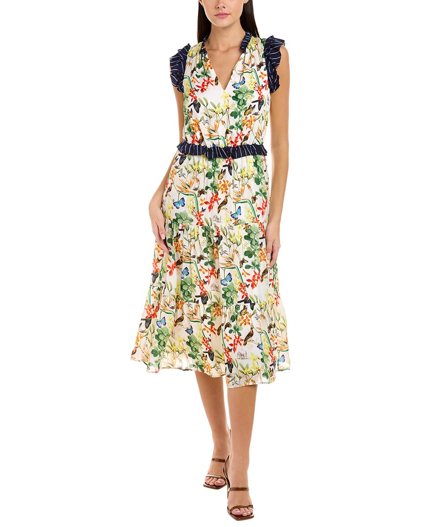 Ecru Larson Ruffle Tiered Dress In Bird Of Paradise