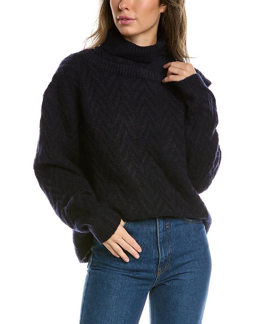 Shop Lea & Viola Chunky Wool-blend Sweater In Blue