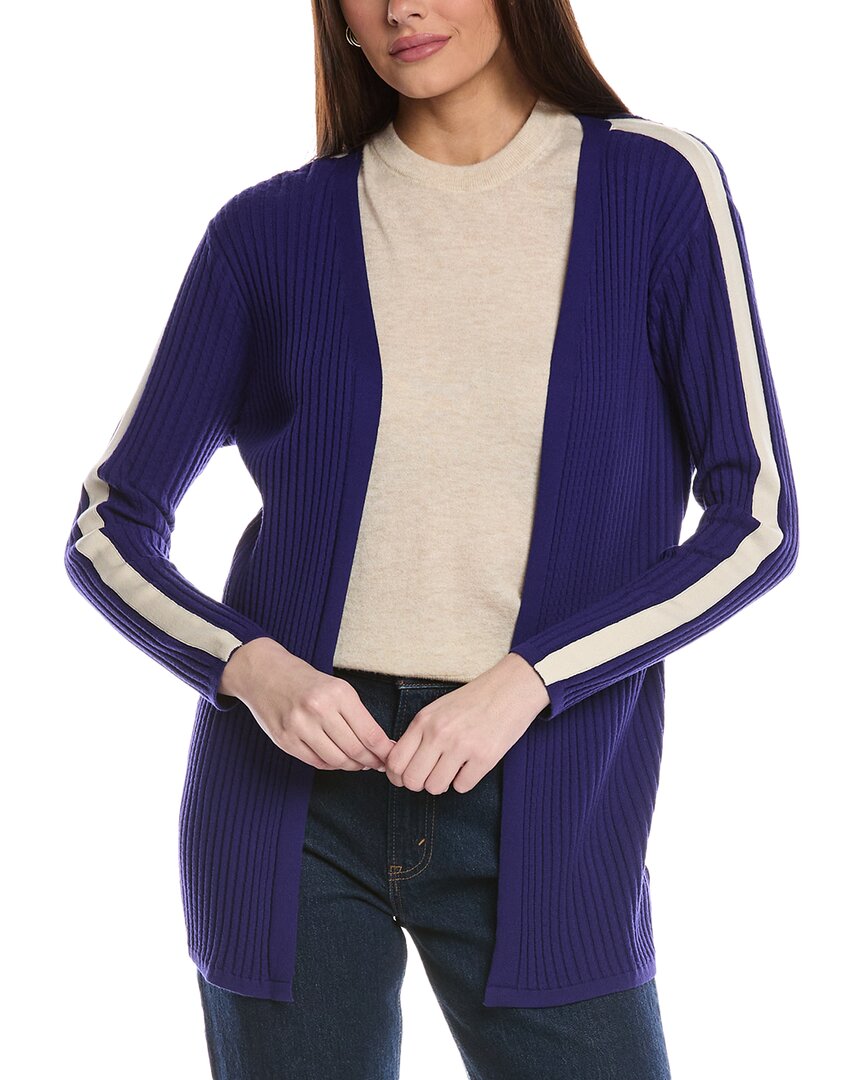 St John St. John Textured Rib Knit Cardigan In Blue