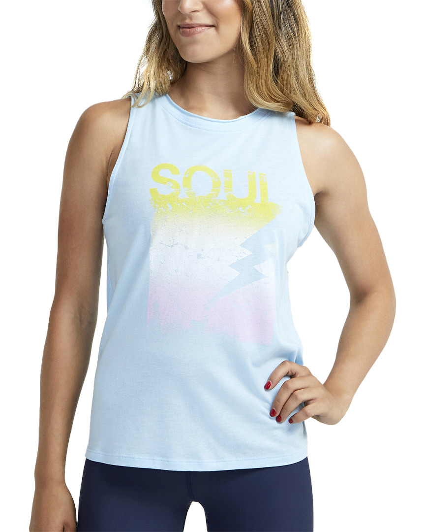 Image of SOUL by SoulCycle Ali Twist Back Blue Tank Top