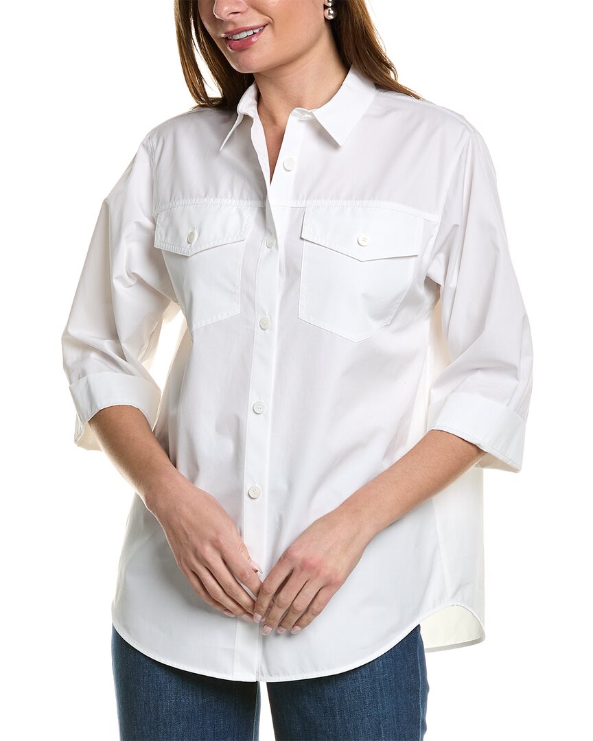 Lafayette 148 New York Button Front Shirt In White