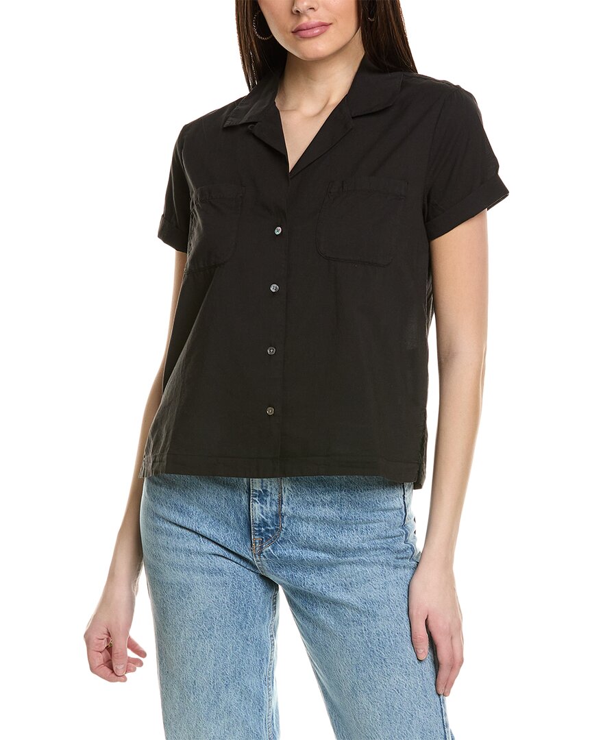 Shop James Perse Cropped Shirt In Black