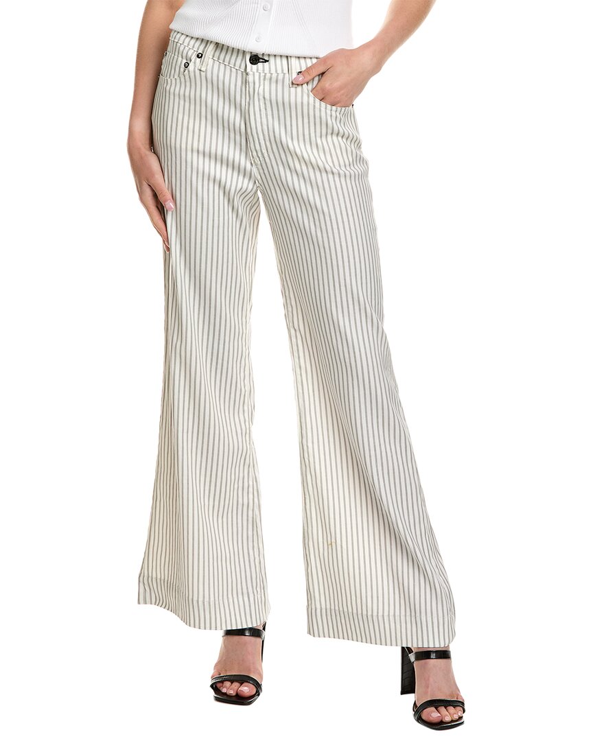Askk Ny Grey Stripe Linen-blend Wide Leg Jean In Grey