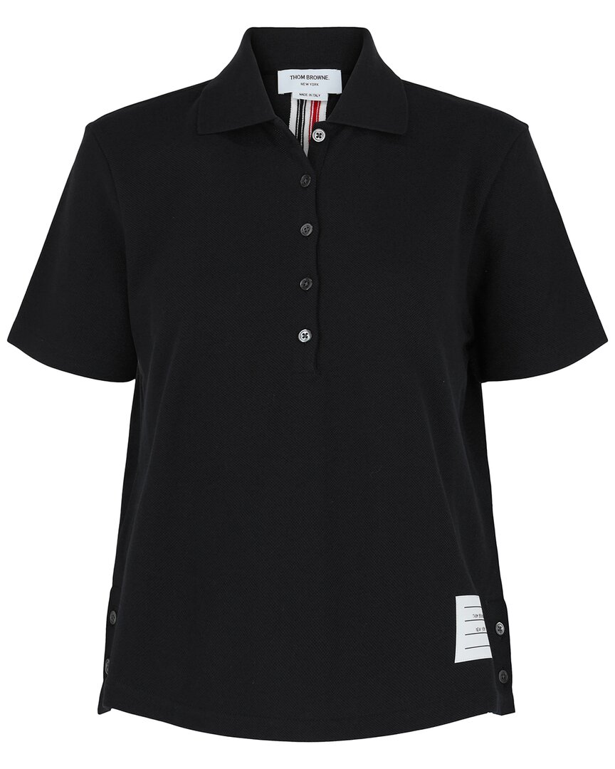 Thom Browne Pique Relaxed Striped Polo Shirt In Blue