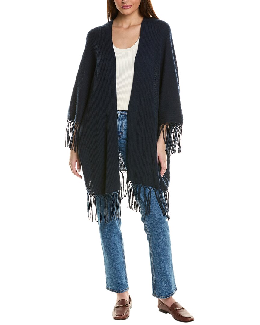 Autumn Cashmere Fringe Cashmere Shawl In Navy