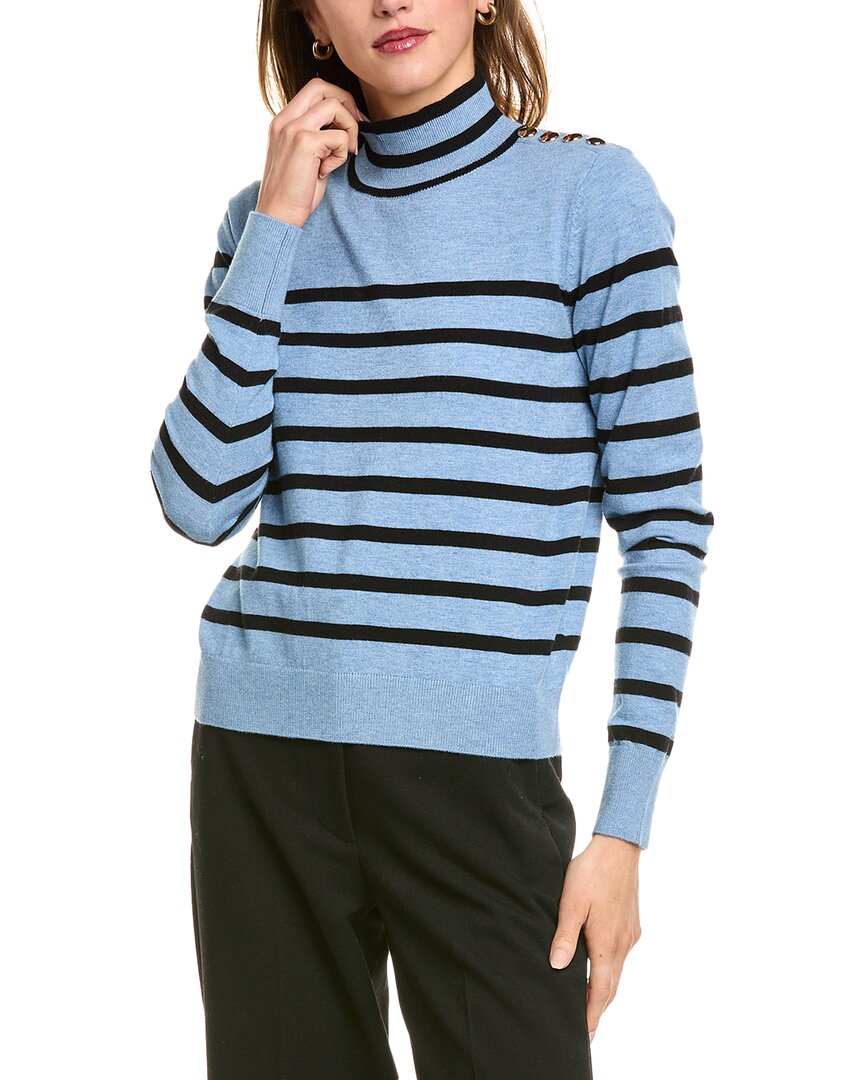 T Tahari Mock Neck Sweater In Blue