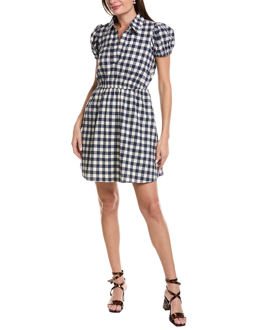 Shop Sail To Sable Puff Sleeve Shirtdress In Navy