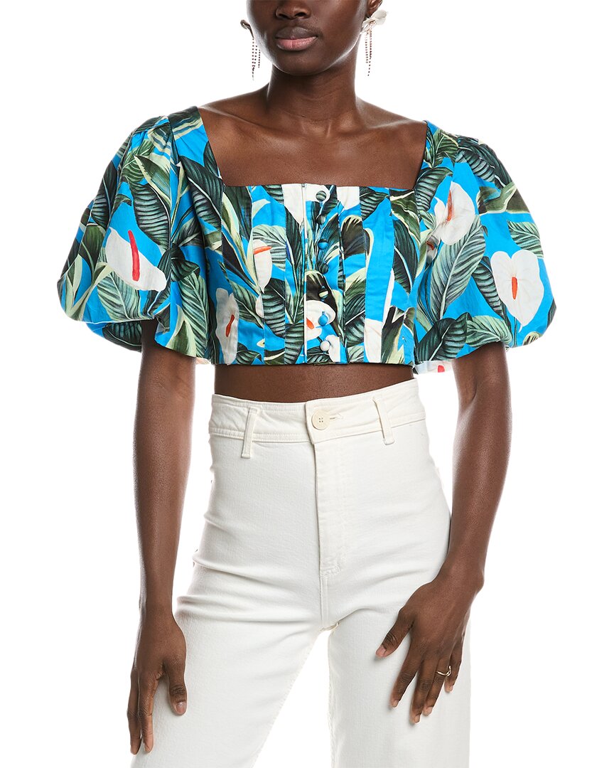 Farm Rio Anthurium Garden Top In Blue
