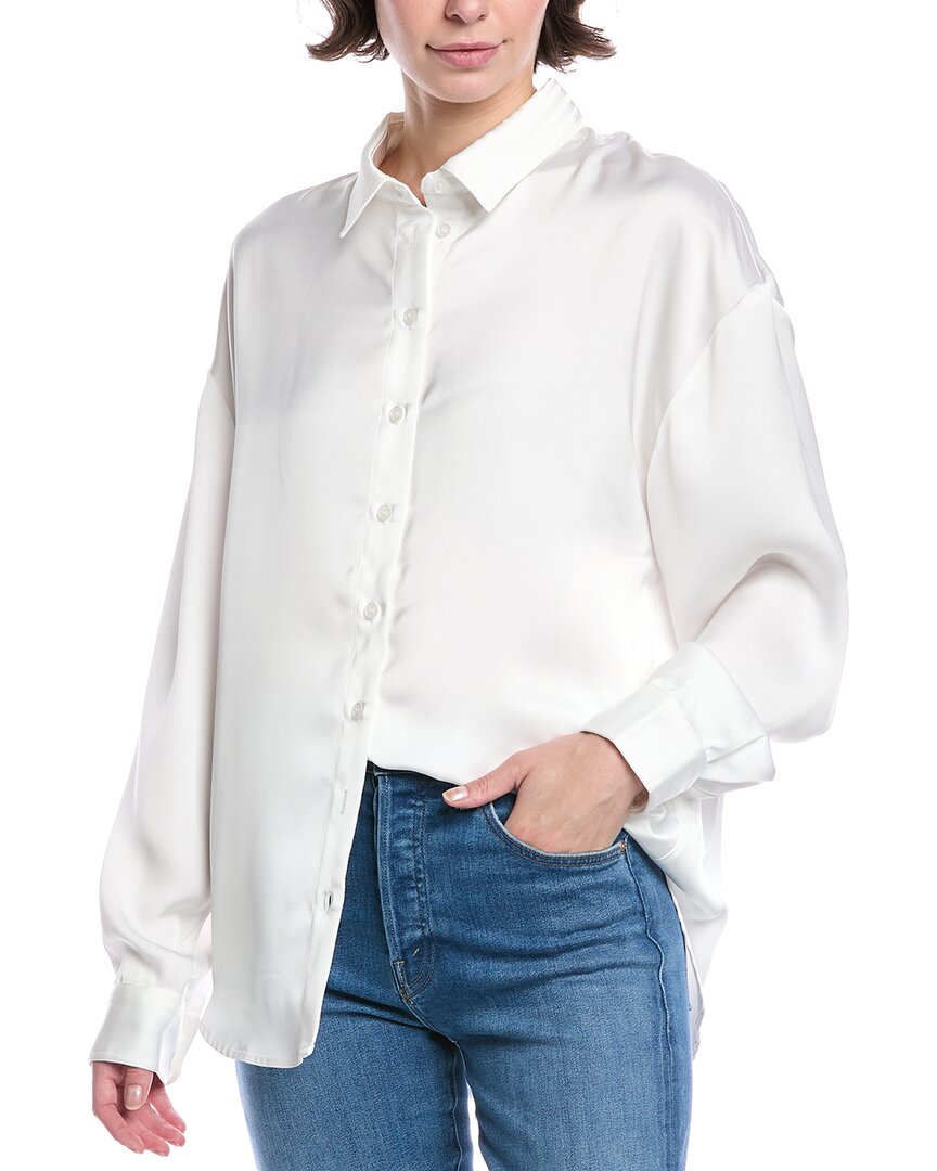 Bardot Luana Oversized Satin Shirt In White