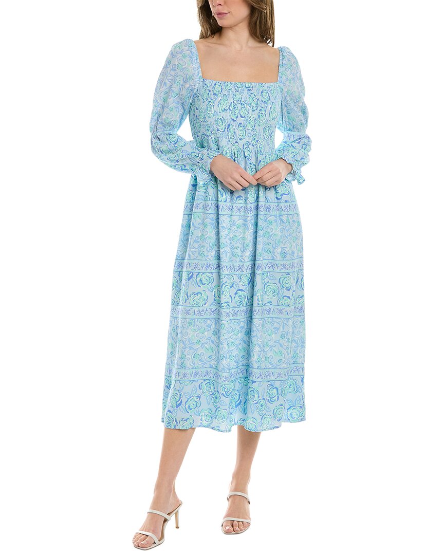 Shop Sail To Sable Smocked Midi Dress In Blue