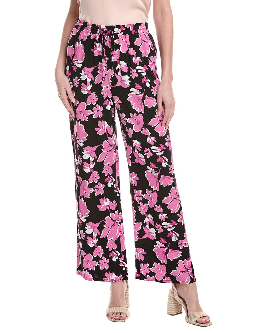Vince Camuto Floral Print Wide Leg Drawstring Pants In Purple