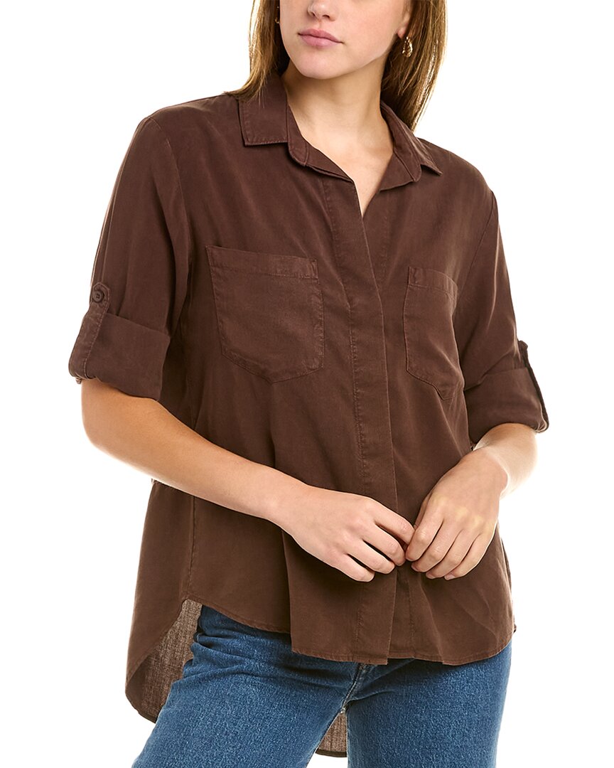 BELLA DAHL SPLIT BACK BUTTON-DOWN BLOUSE