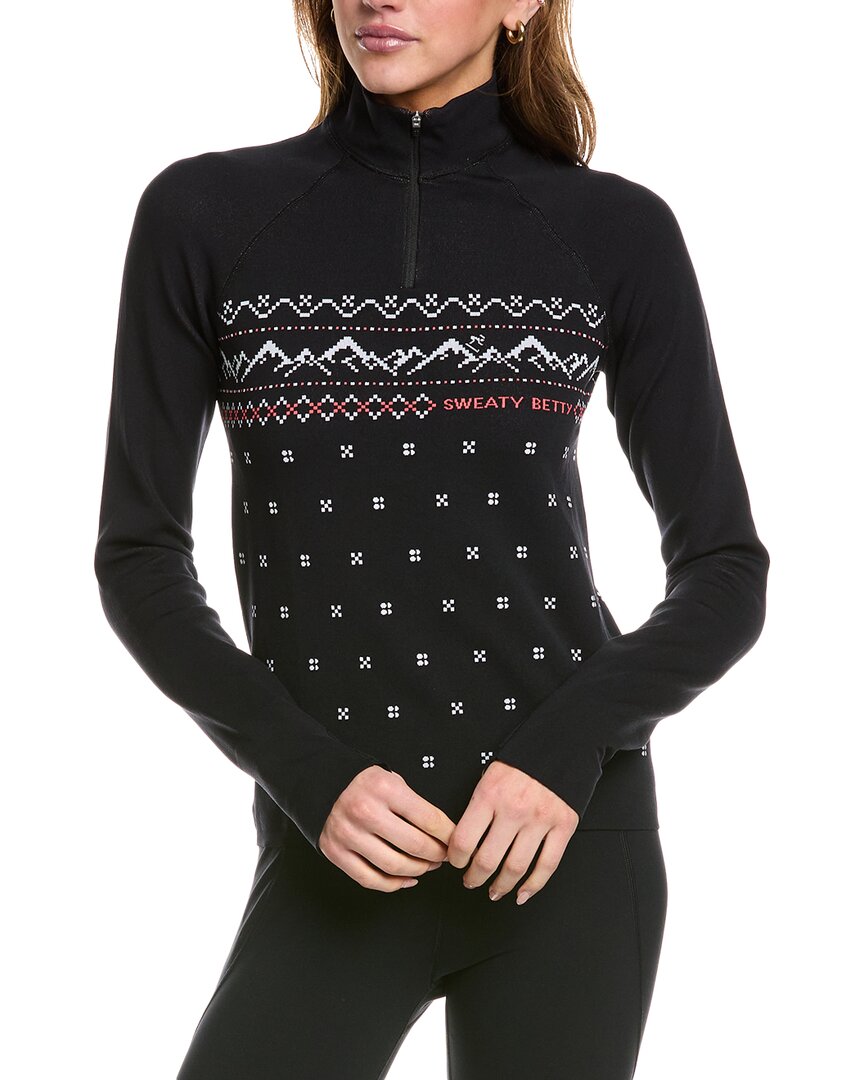 Sweaty Betty Top Alpine Betty Base Layer Half Zip In Black