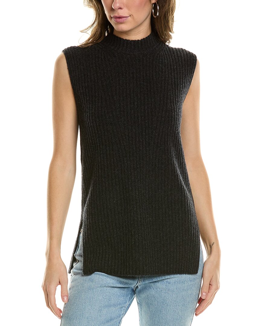 Shop Vince Ribbed Sleeveless Wool & Cashmere-blend Tunic In Grey