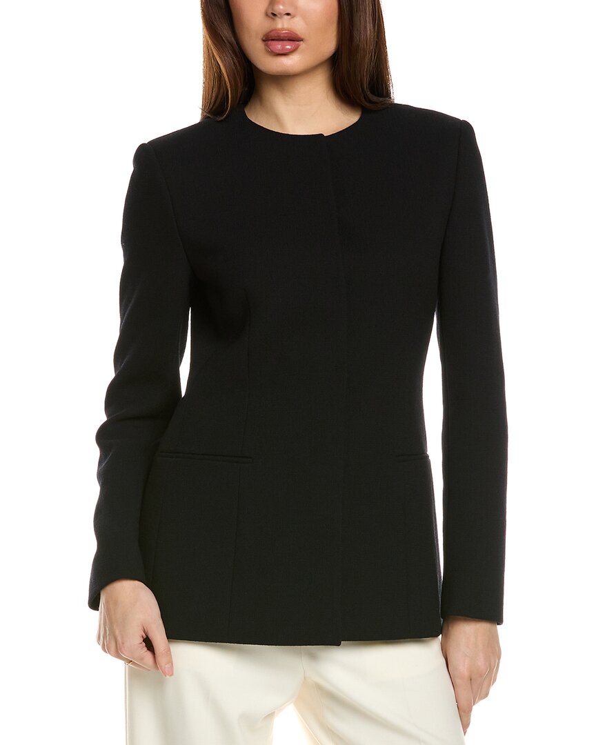 Lafayette 148 New York Wool Collarless Blazer In Black