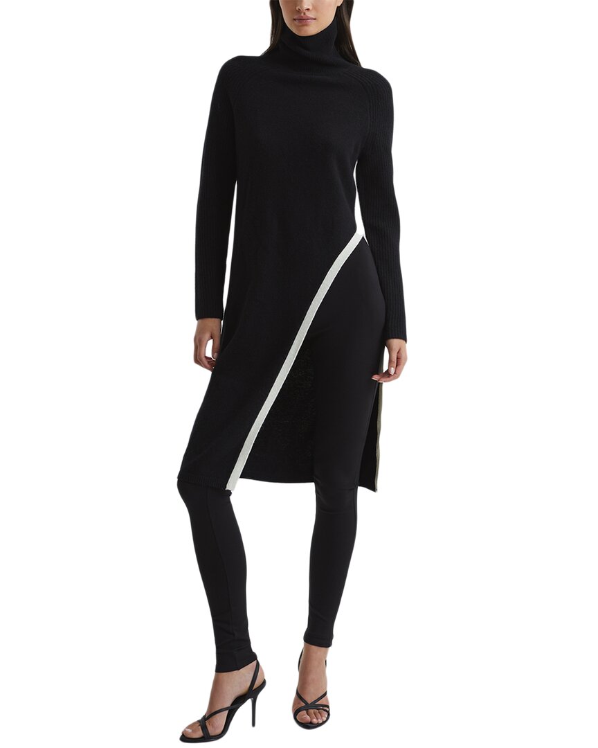 Reiss Elle Asymmetric Long Sleeve Wool Sweater Dress In Black