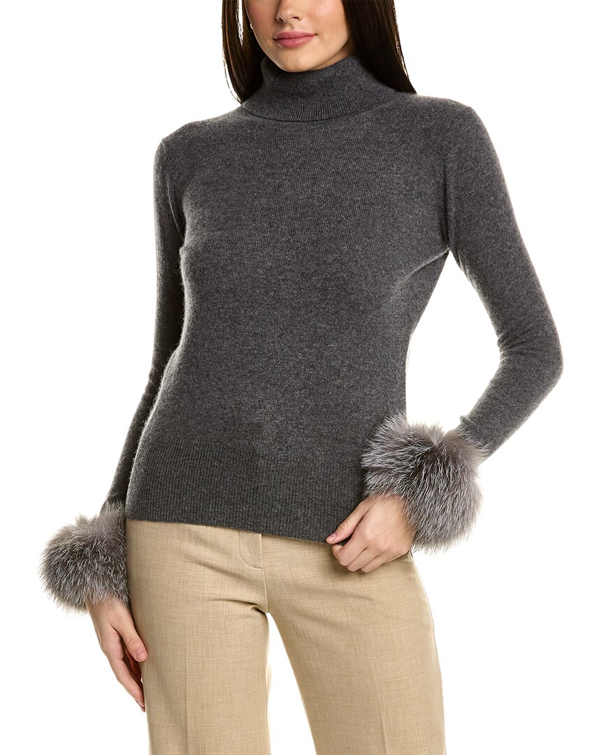 Shop Sofiacashmere Turtleneck Cashmere Sweater In Grey