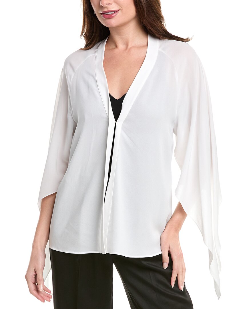 Michael Kors Collection Silk Flare Wrap Top In White