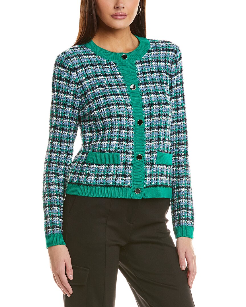 T Tahari Mixed Texture Stitch Cardigan