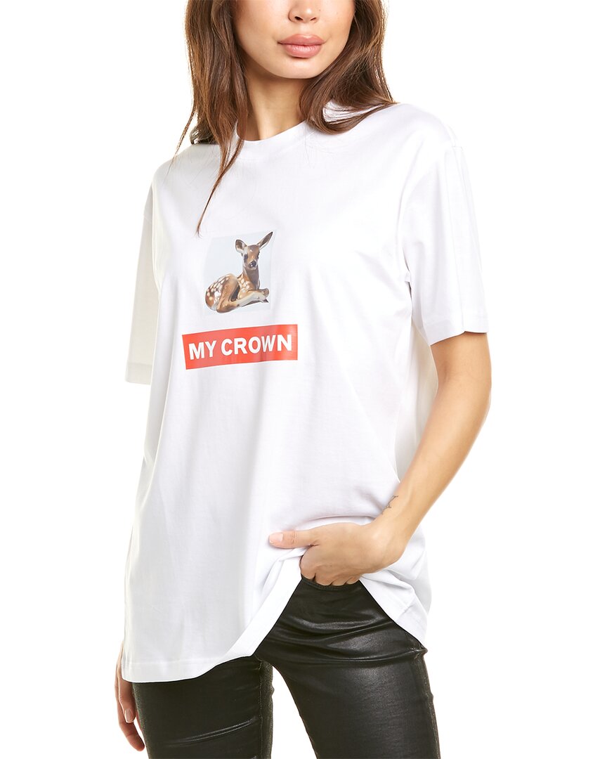 Shop Burberry Montage Print Oversized T-shirt In White