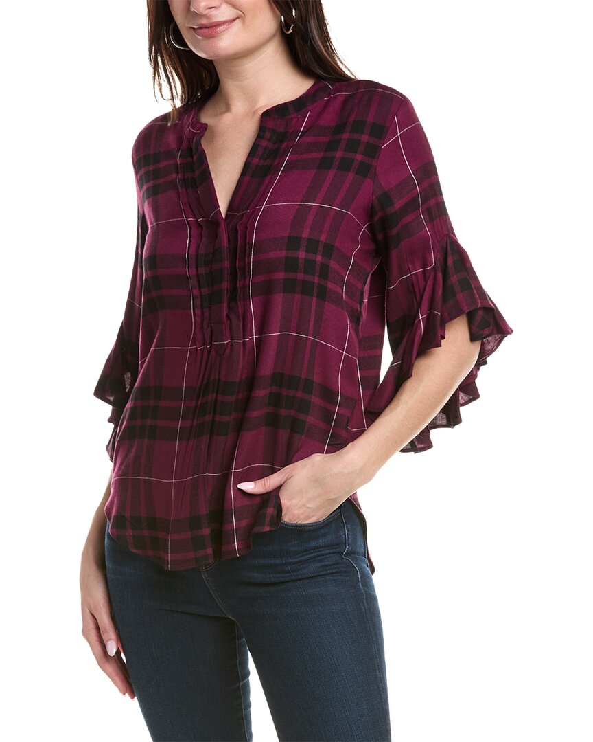 Vince Camuto Henley Blouse In Red