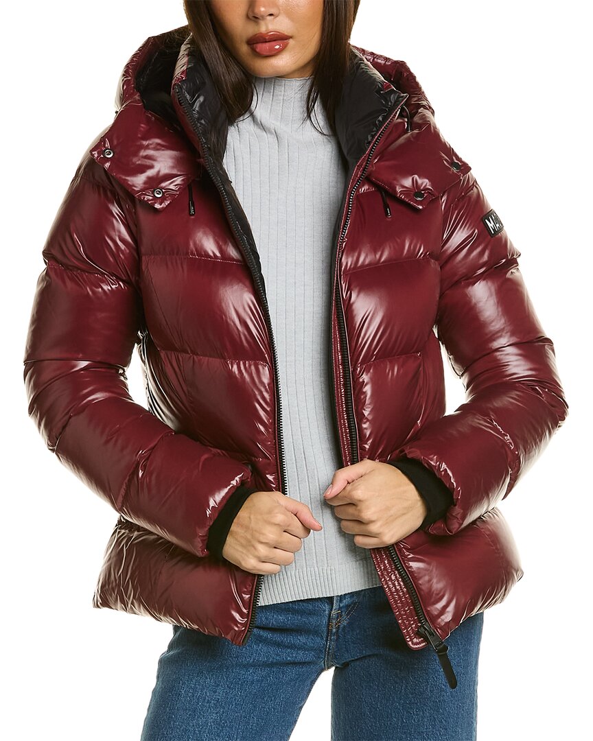 Shop Mackage Madalyn Lustrous Light Down Jacket In Red