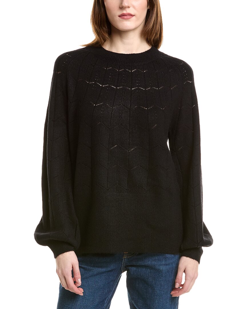 Love Token Pointelle Sweater In Black