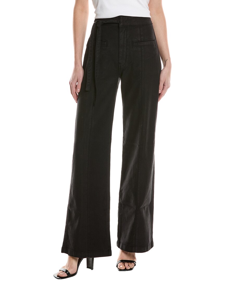 Hudson Jeans Tie-waist Pintucked Linen-blend Trouser In Black