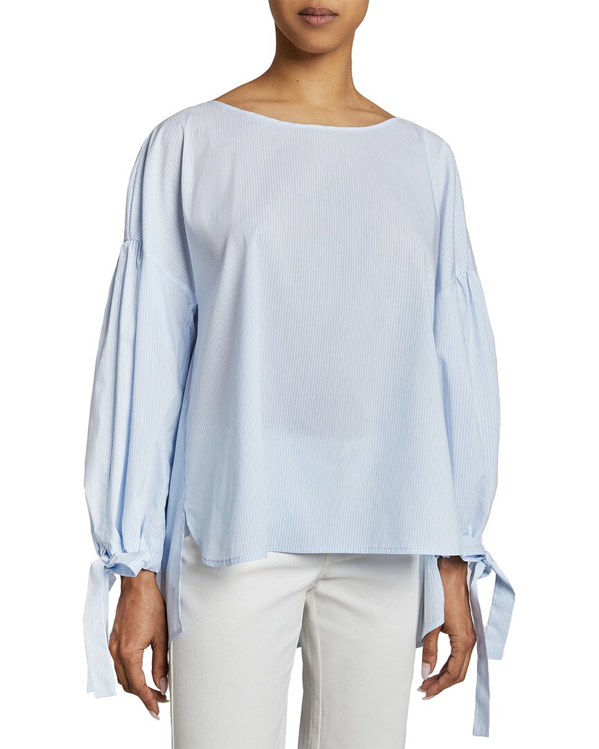 Santorelli Juniper Striped Tie-cuff Blouse