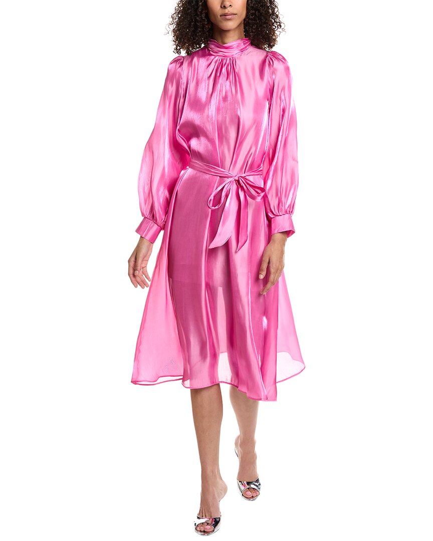 Shop Beulah Slick Midi Dress In Pink