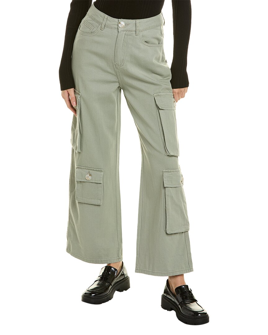 Shop Gracia Olive Baggy Cargo Jean In Green
