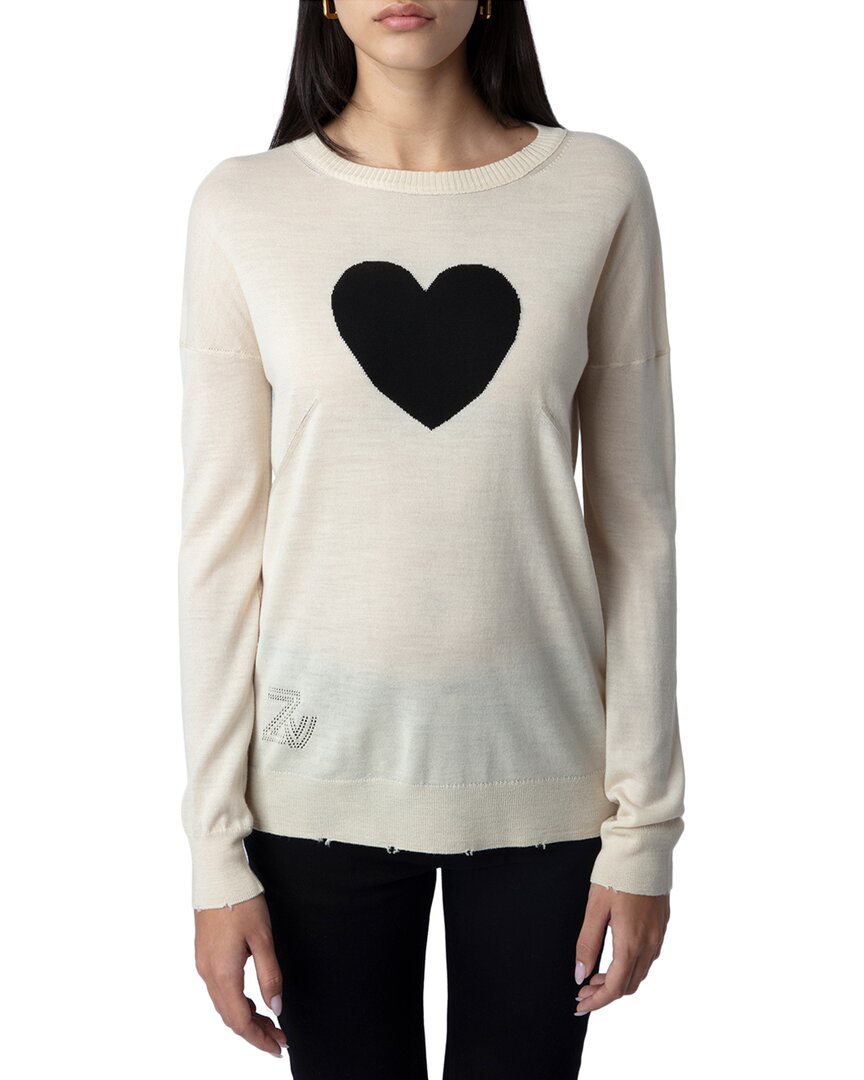 Zadig & Voltaire Gaby Intarsia Heart Wool Crewneck Sweater